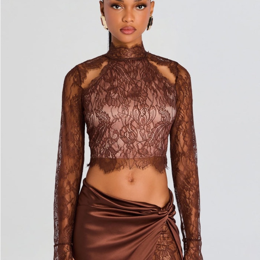 Retrofete Emmillee Lace Top - Espresso Size Small